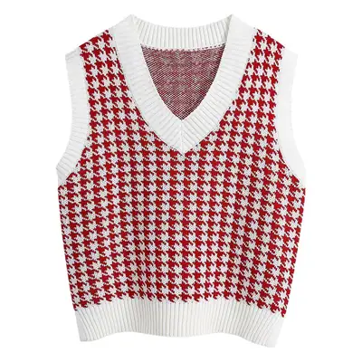 2020 Houndstooth Knit Sleeveless Tank Top for Women
