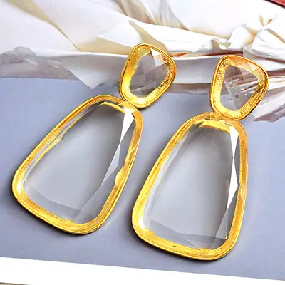 Golden Geometric Earrings for Women