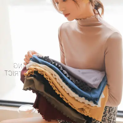 Women Fleece Turtleneck Black Bag Shoulder Bag