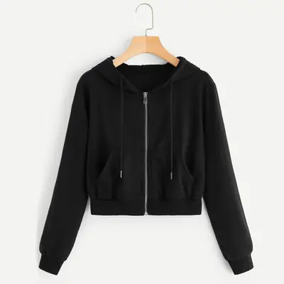Women Maroon Zipper Hoodie Long Sleeve Winter