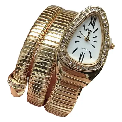 Women's Rose Gold Snake Watch with Vintage Diamond Dial