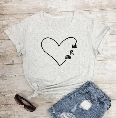 Women Grey Heartless Love Graphic T-Shirt