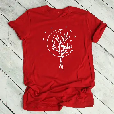 Women Pink Moon Tree Graphic T-Shirt