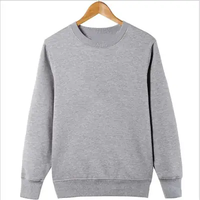 Gray Fleece Pullover Sweatshirt for Men Women Round Neck Casual Wear