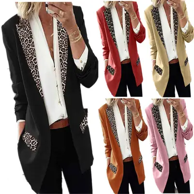 2021 Leopard Print Long Sleeve Blazer for Women