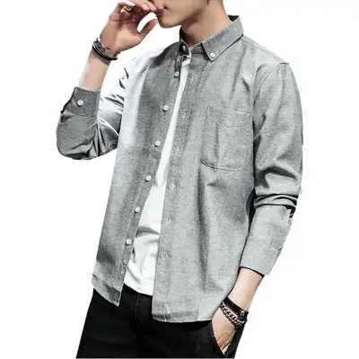 Men's Black Oxford Shirt Slim Fit Long Sleeve