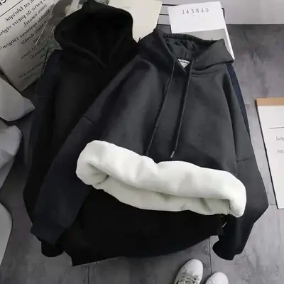 Winter Velvet Hoodie Women Grey White Harajuku Style