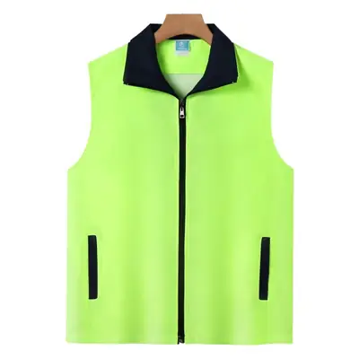 Yellow Full-Zip Vest with Collar & Side Pockets