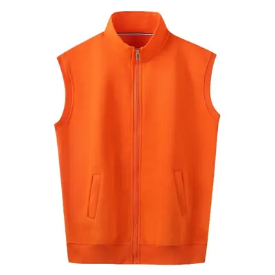 Orange Sleeveless Vest with Zipper Closure