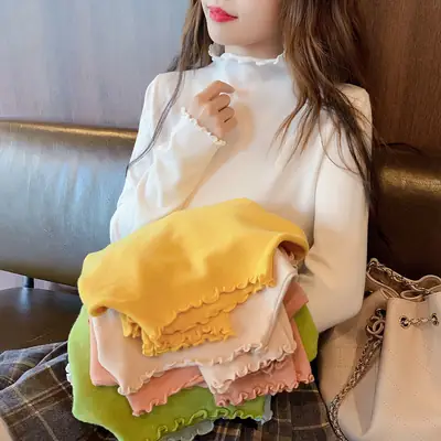 Women's Black Velvet Neck Top with Plaid Skirt