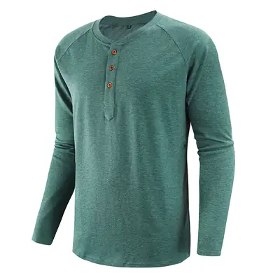 Men Long Sleeve Raglan T-Shirt Green Large