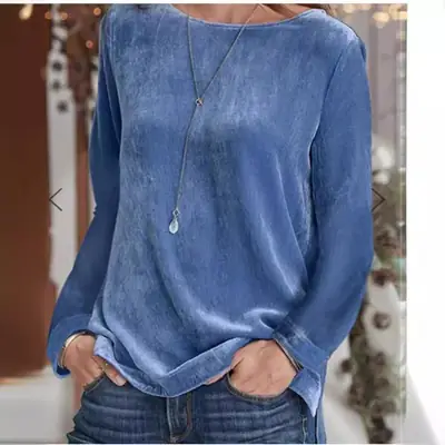 2024 Velvet Round Neck Pullover Long Sleeve Sweatshirt