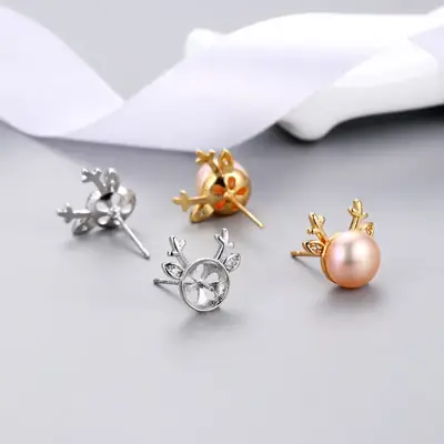Pearl Deer Antler Earrings for Women