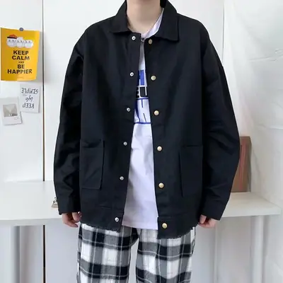 Men's Long Sleeve Black Korean Style Jacket