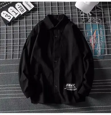 Men Black Korean Duffian Shirt Long Sleeve