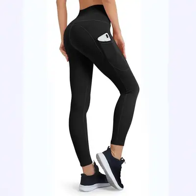 Women Spliced Sports Yoga Pants Grey High Waist