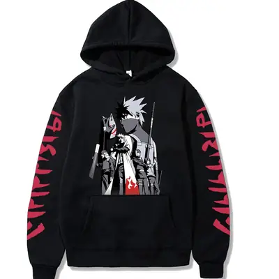 Naruto Sasuke Fleece Hoodie Plus Size Black