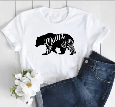 Matras Bear Graphic T-Shirt White Short Sleeve