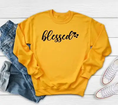 Pink Blessed Cotton Sweatshirt with Letter Print