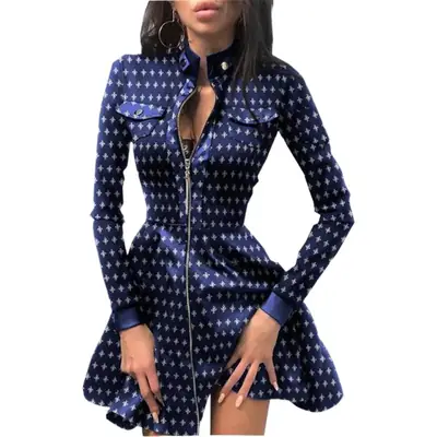 Women's Maroon Lace Zipper Flared Dress