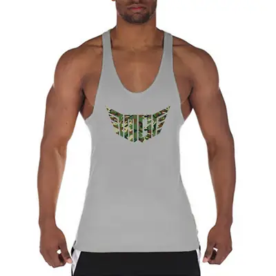 MG Men's Blue Muscle Vest I-Back Gym Wear