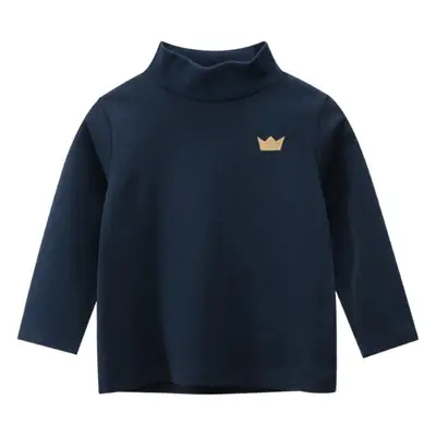 Boys Navy Long Sleeve T-Shirt with Crown Logo