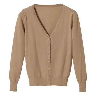 Women Blue Long Sleeve Knitted Cardigan Large
