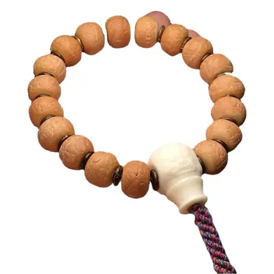 Xizang Buddhist Bead Bracelet for Women with Red Leather Strap