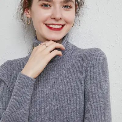 Women's Green Turtleneck Sweater 2020 Winter Slim Fit