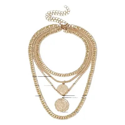 Multi Layer Retro Round Tag Necklace for Women