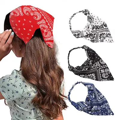 Red French Bandana Headband for Girls Women