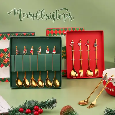 Christmas Spoon Set 4Pcs Stainless Steel Gift Box