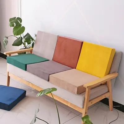 Dutch Velvet Sofa Cushion Set Multi Color Solid Wood Frame