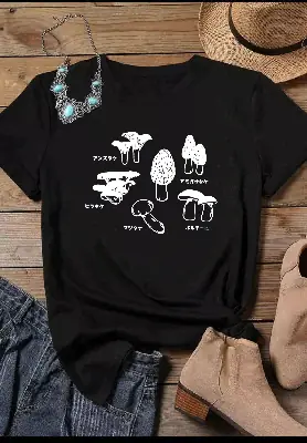 Women Pink Mushroom Graphic T-Shirt
