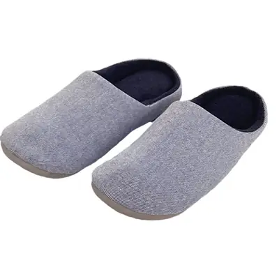Japanese-style Cotton Floor Slippers Grey Winter Velvet