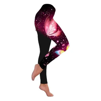 Women's Butterfly Print Sports Leggings Green Black