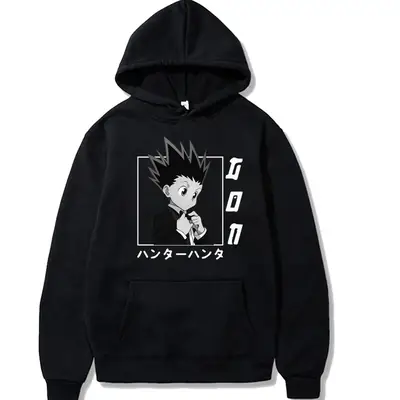 Men's White HUNTER x HUNTER Hoodie with Anime Design