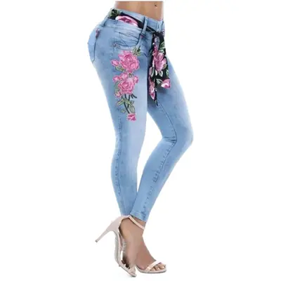 Women Embroidered Jeans 2X5XL European American Winter Fat Butt Large