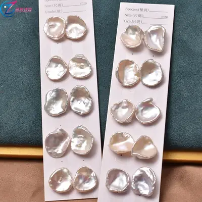 Natural Freshwater Pearl Baroque Earrings Large Petal