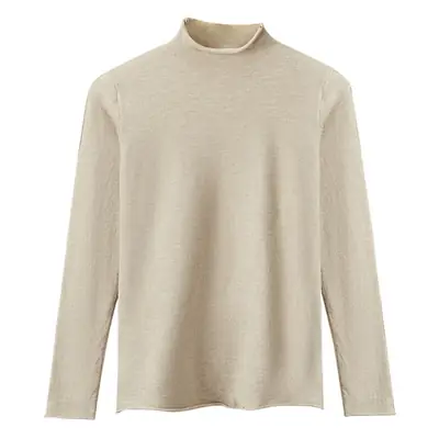 Women Knitted Half-High Collar T-Shirt White Winter