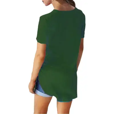 Purple V-Neck Loose T-Shirt for Women Large