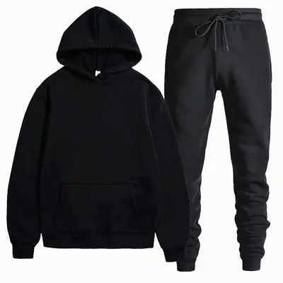Men Black Grey Hoodie Pants Set Casual Sweatpants Hoodie