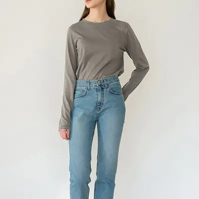 Women's Solid Color Slimming T-Shirt Round Neck