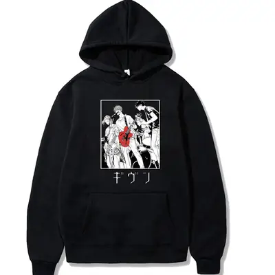 Pink Japanese Comic Hooded Sweatshirt for Men