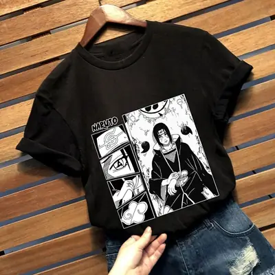 Naruto Graphic T-Shirt Grey Short Sleeve Loose Fit