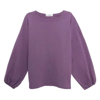 Women Long Sleeve T-Shirt Red Loose Solid Spring Autumn 2026