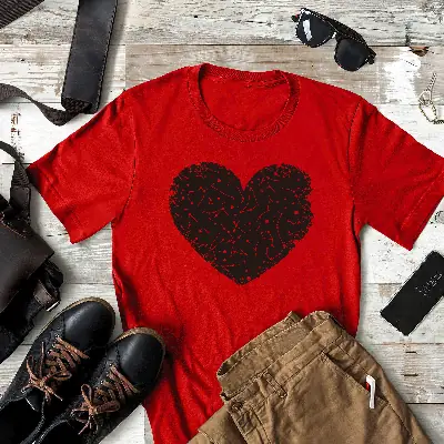 Purple Heartbeat Beaded T-Shirt for Women