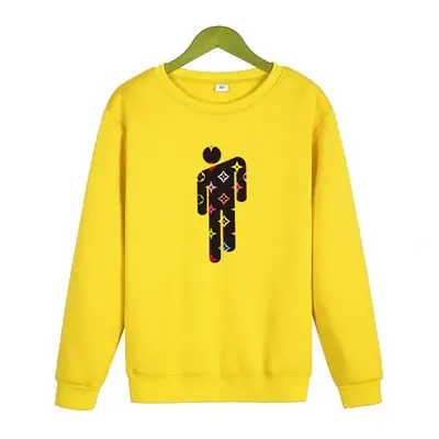 White Fleece Crewneck Sweater with Printed Rapper Design