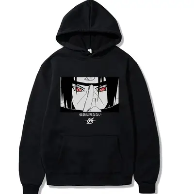 Naruto Cross Border Hoodie Plus Size Fleece Black