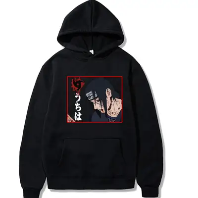 Naruto Sasuke Fleece Hoodie Plus Size White